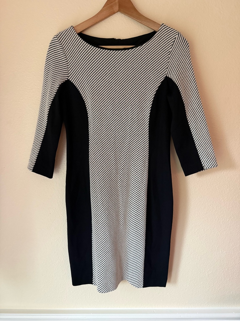 Banana Republic Black and White Diagonal Stripe Sheath Dress